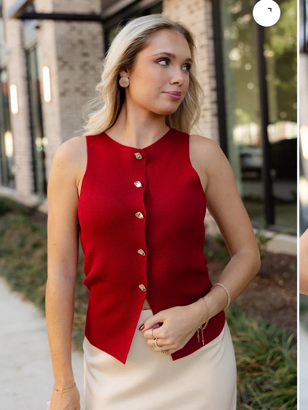 Unlisted Red Sleeveless Button-Front Knit Tank